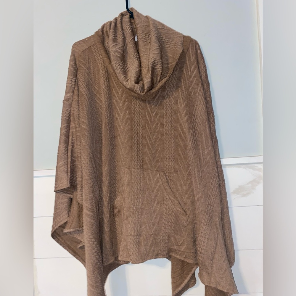Le Moda Poncho Cowl Neck Brown Size Extra Large